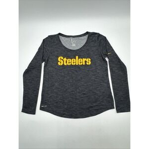 Pittsburgh Steelers Shirt Women's Medium Charcoal Nike Dri-Fit Long Sleeve NFL